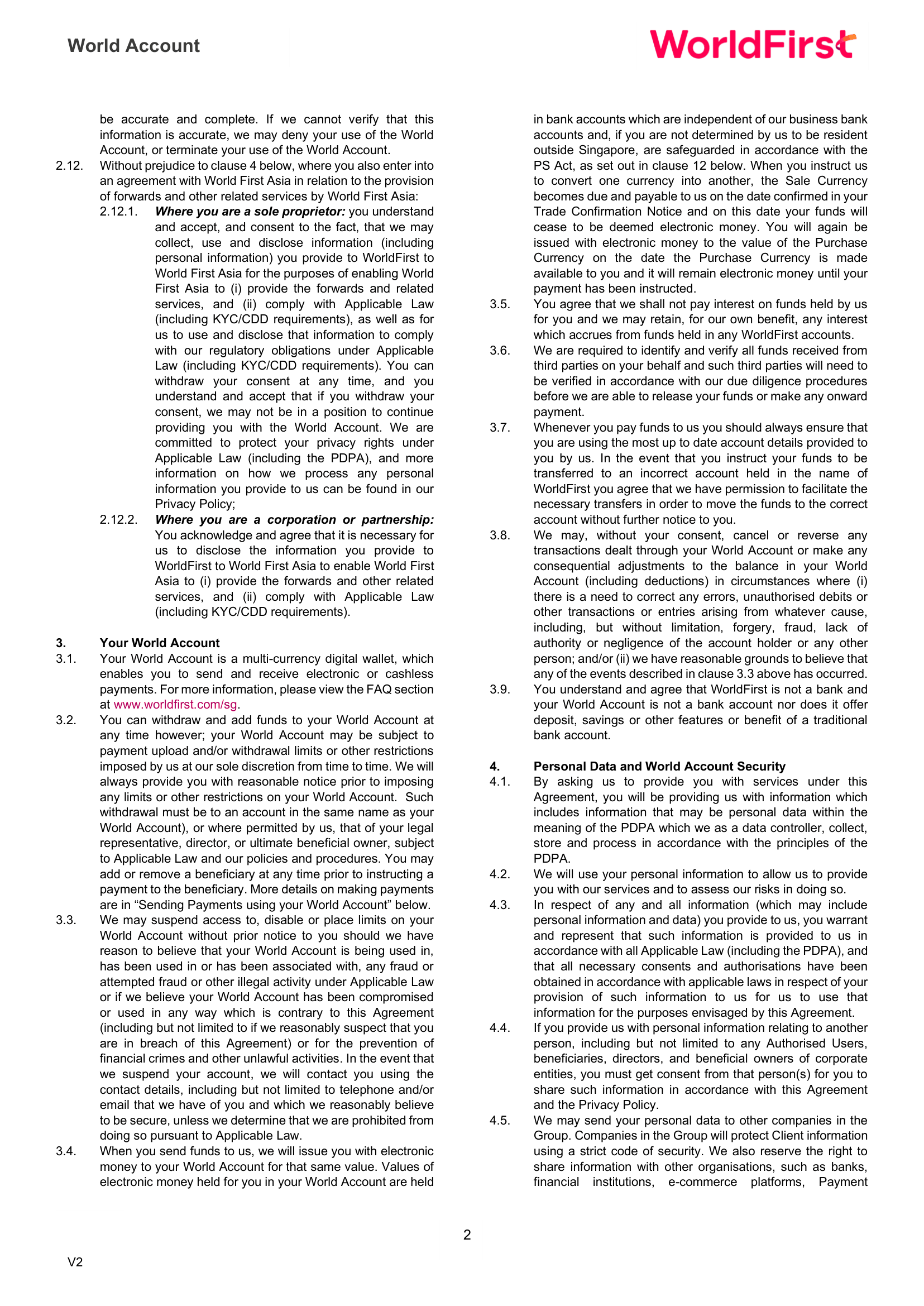 Terms and Conditions page 2